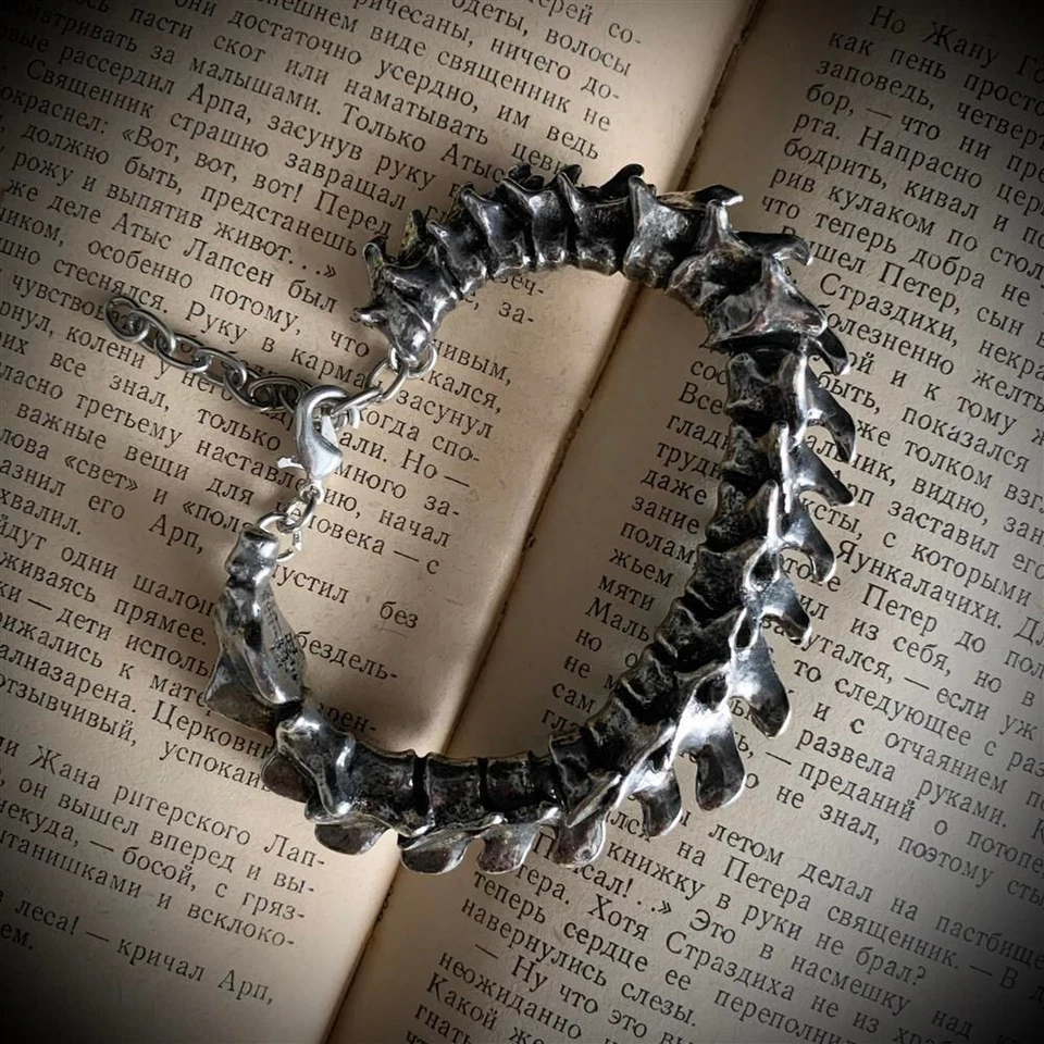 Alchemy Gothic Vertebrae Pewter Bracelet Metal Spine Bone Links Chain Punk A29 - Image 2 of 4