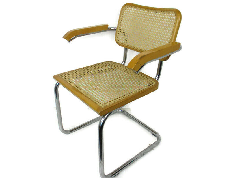 Cesca Arm Chair Italian Design by Marcel Breuer Tubular Steel