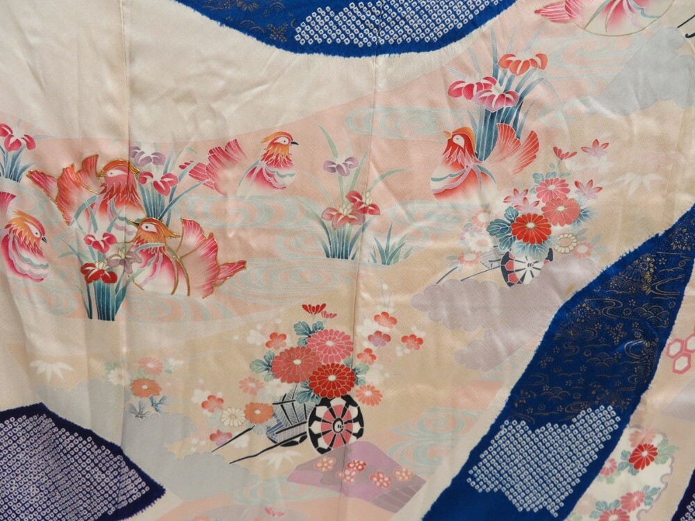 4517T04z1210 Japanese Kimono Silk FURISODE Tabane-noshi Off-white