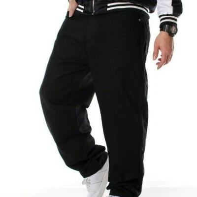 Herren Hip-Hop Jeans Denim Cargohose Baggy Locker Schwarz Hose Streetwear - Bild 1 von 4