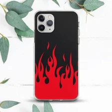 Red Flame Aesthetic Fire Black Case For iPhone 8 X SE 11 12 13 14 15 Pro Max XR