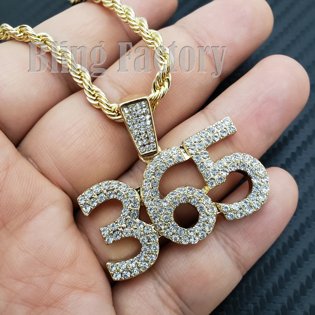 Hip Hop Iced 365 Cubic Zirconia Pendant & 4mm 24