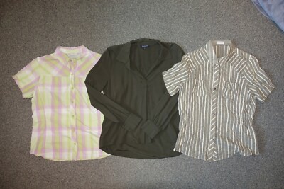 3 Blusen grün Gr 40/42 kariert gestreift uni selected femme Titanium Bonita