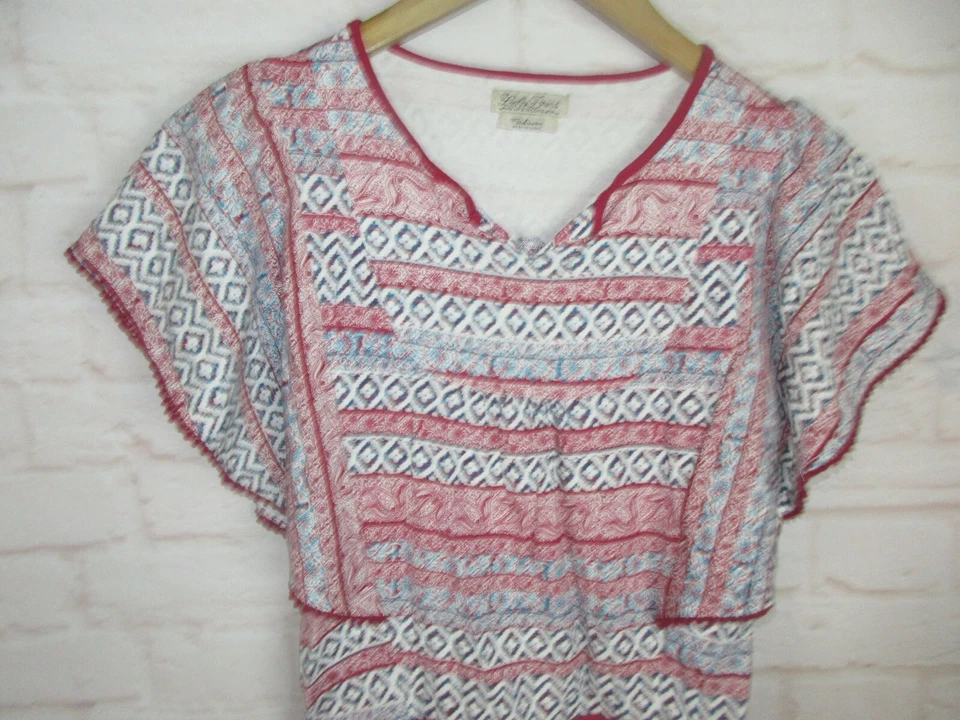 Lucky Brand Girls size M Red Butterfly Sleeve Top Crochet Trim - Image 4 of 4