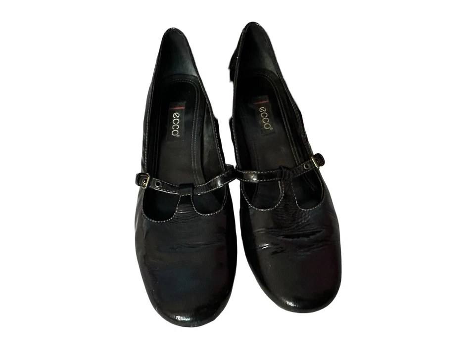 Zapatos de salón Ecco T Bar Mary Jane para mujer 40 talla 9 charol negro Foto 4 de 4