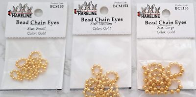 Bead Chain Eyes Hareline XSmall Small Medium Lg Black Gold Silver Beadchain