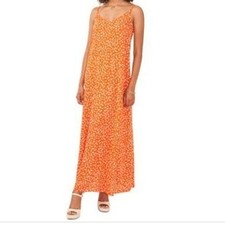 NWT Vince Camuto Women's Orange Ditsy Floral Sleeveless V-Neck Sundress Size XL