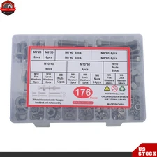 176Pcs Nut and bolt and flat washers kit M6 M8 M10 304 stainless steel W/Box