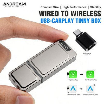 ANDREAM 2-in-1 Wireless CarPlay & Android Auto Adapter Wired to Wireless USB-C