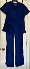 Grey's Anatomy by Barco Navy Blue Scrub Set Top Bottom Women Top Medium Pants S
