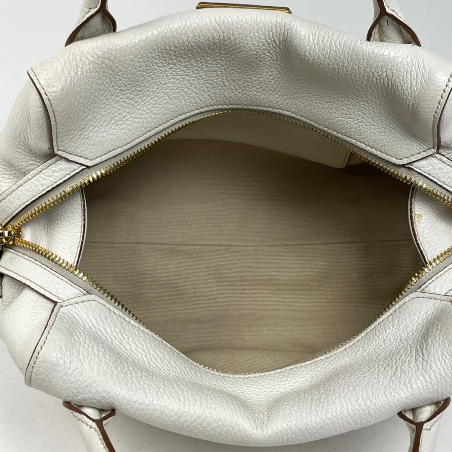 PRADA 2-Way Shoulder Bag Handbag White Leather with Dust Bag G Card #BS1742 thumbnail 7