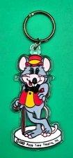 RARE! 1982 CHUCK E CHEESE Showbiz Pizza Plastic KeyChain Key Chain Prize NOS HTF