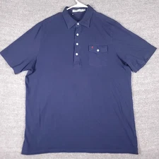 Criquet Polo Shirt Mens XL Navy Blue Organic Cotton Pocket Classic Golf Preppy