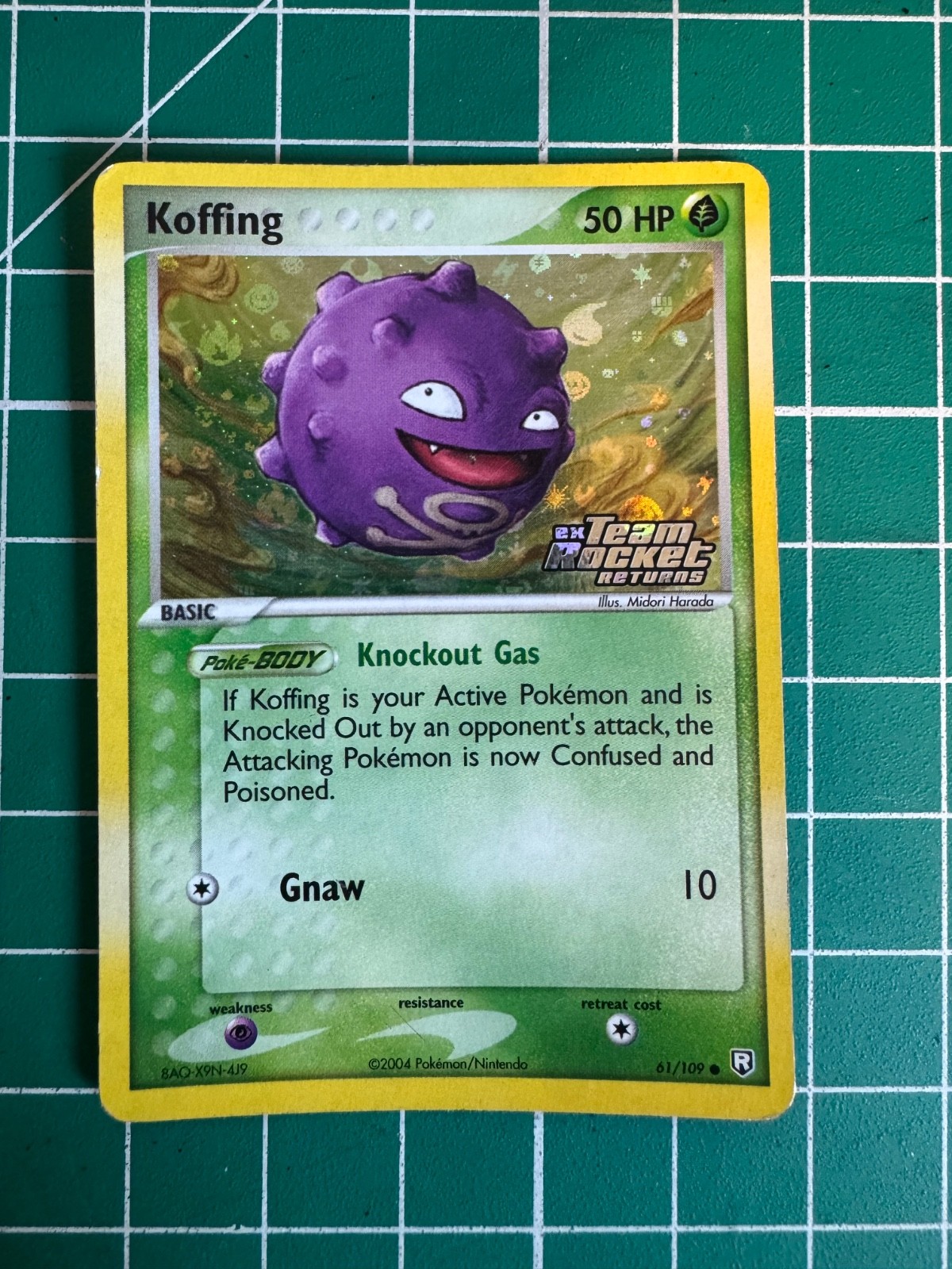 Reverse Holo Stamped Koffing Pokemon Card Ex Team Rocket Returns 61/109