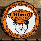 VINTAGE OILZUM MOTOR OIL PORCELAIN SIGN GASOLINE GAS PUMP PLATE OILS PETROLEUM