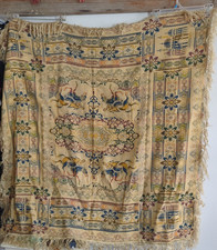 Vintage Paisley Scarf Shawl Tablecloth Throw Pattern Textile Woven Silk Cover