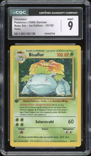 1999 Pokemon GERMAN 1st Edition Base Set Bisaflor-Venusaur Holo 15/102 CGC 9