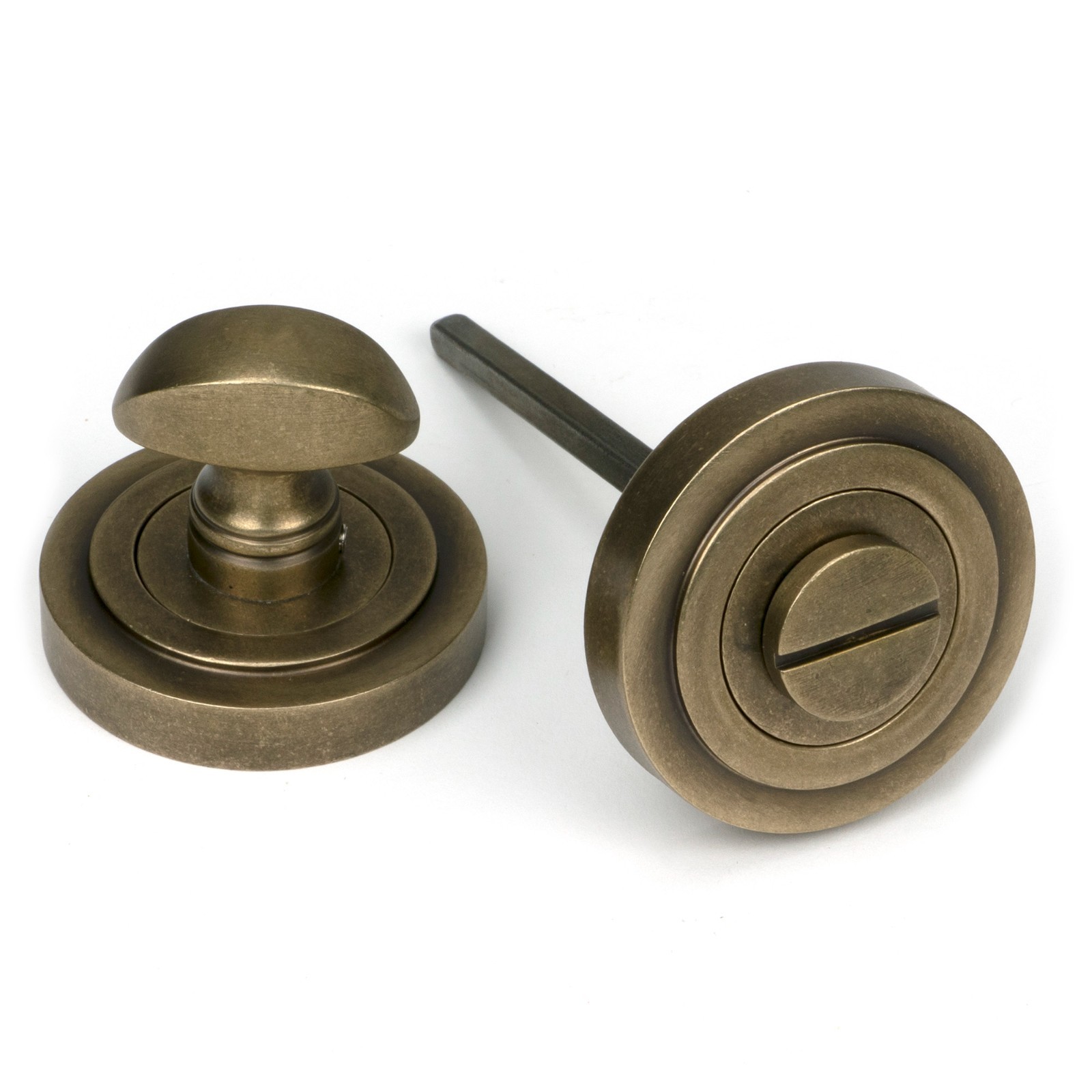 From The Anvil 52465 Burnished Brass Round Thumbturn Set (Art Deco)