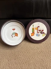 Set of 6 Wine and Cheese Hors d'oeuvres Plates 6 Different Designs New Open Box