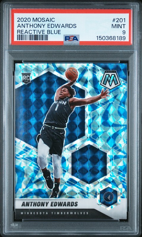 2020 Panini Mosaic Reactive Blue Anthony Edwards 9 PSA #201