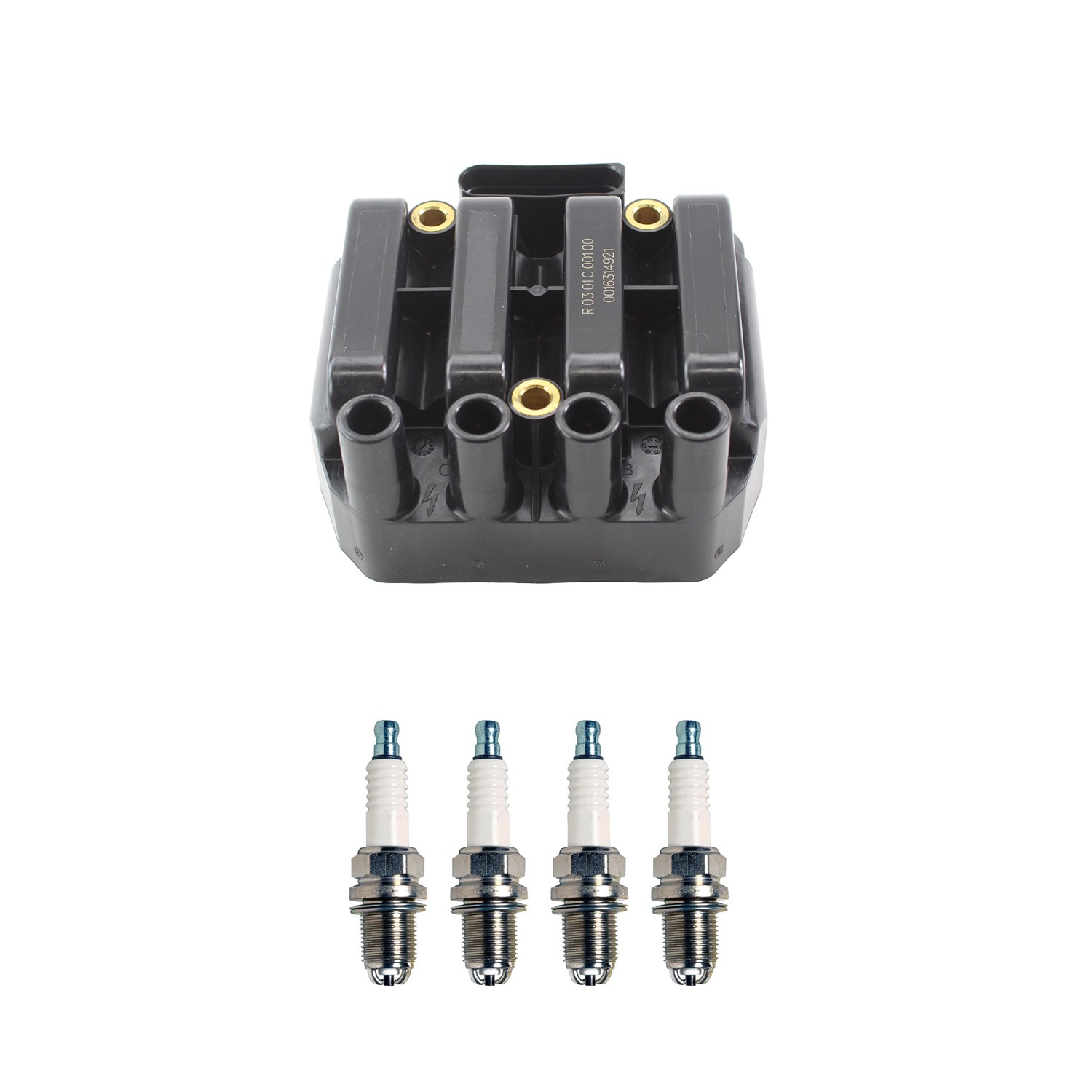 Bosch Ignition Coils and Denso Spark Plugs Kit for Volkswagen Golf 2001 2.0L L4