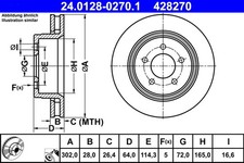 2x ATE Bremsscheibe 24.0128-0270.1 für JEEP CHEROKEE KK CRD 4x4 Allrad