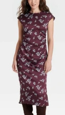 NEW A New Day Women's Short Sleeve Ruched Midi Shift Dress Plus Size 1X