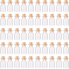 48pcs 2ml Mini Glass Jars with Cork Stoppers Eye Screws Funnel Bottles