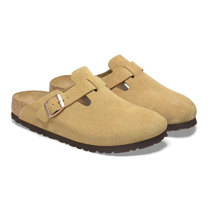 Birkenstock Unisex Boston Suede Leather Clog 1026164 Narrow Width - Latte Cream