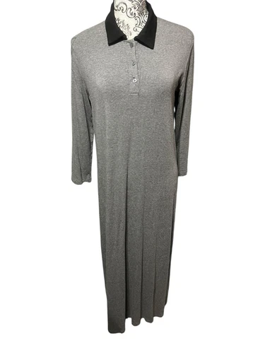 VETEMENTS Abito Sonnet James Play grigio nero maxi manica lunga elasticizzato colletto tg XS