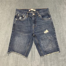 Levi s 511 Slim Bermuda Shorts Boy 16 Blue 9" Inseam Denim Distressed Frayed Hem