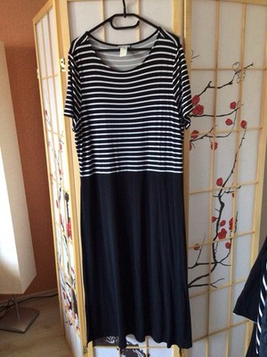 Maxikleid von Street One, Gr. 44, Fb. schwarz, Oberteil mit weißen Streifen