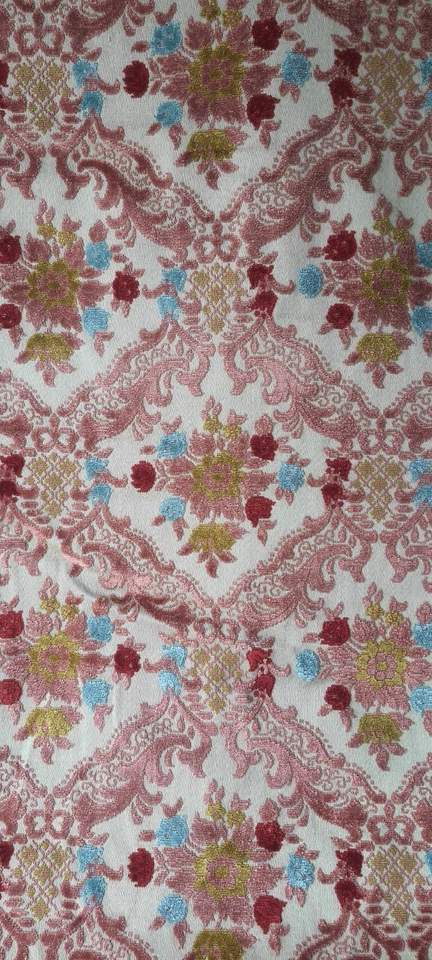 Tissu JACQUARD d'Ameublement 1,40×1,32 Mètre Motif Baroque Fleuri en Relief ROSE - Photo 3/4