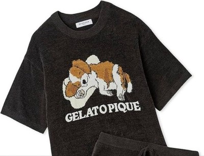 Gelato Pique Airy Moco Dog Jacquard Pullover Sweater Dark Gray