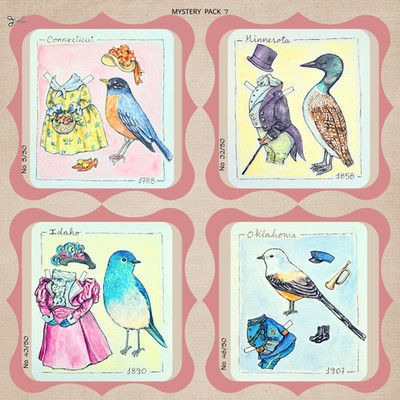 Bundle Pack 7-8-9 | 12 Paper Dolls -Bird States Collection