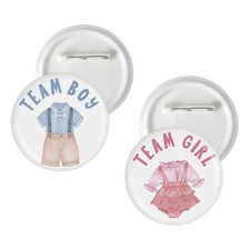 10 Pcs Baby Clothes Gender Reveal Button Pins Team Boy Team Girl Badge Pins