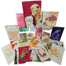110 Vintage Greeting Cards Floral Flowers Nature 70s Ephemera Crafts Used Lot