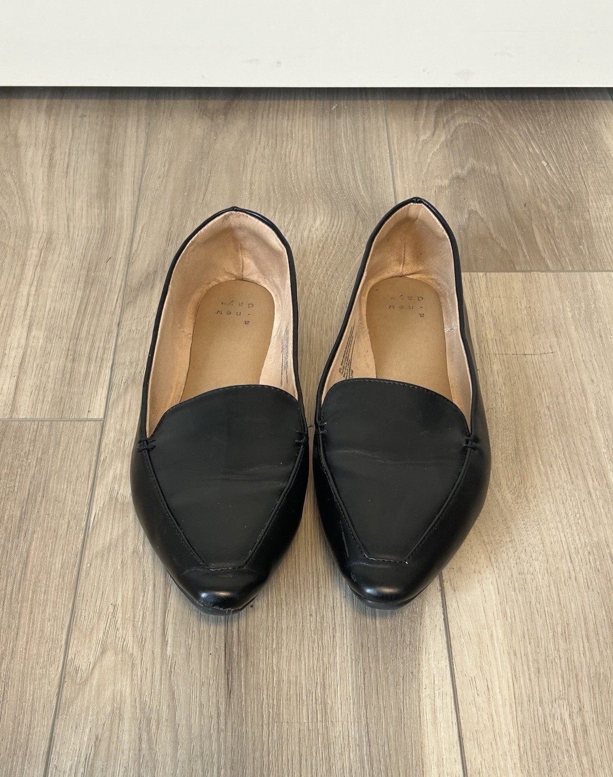 A New Day Black Pointed Toe Slip-On Flats for Women