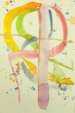 Origional Watercolor. Abstract.  "Idology". Signed . Fleischer.  