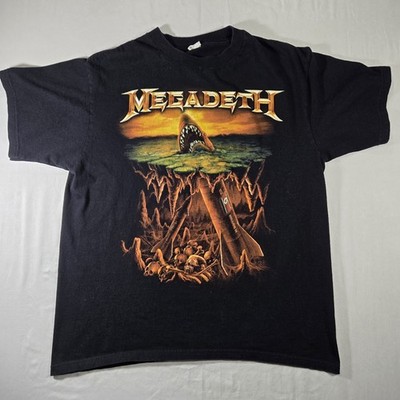 Megadeth Rust In Peace Shark Graphic Band T-Shirt Mens L Black Thrash Metal 