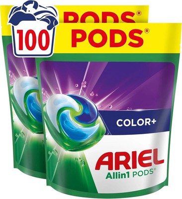 Ariel Waschmittel Pods All-in-1, Flüssigwaschmittelkapseln 100 Wäschen, Color+,
