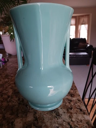 Vintage Art Deco Style McCoy Vase In Light Blue