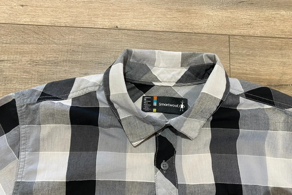 Smartwool Shirt Mens Medium Plaid Short Sleeve Button Up Merino Wool Blend Camp - Image 4 of 4