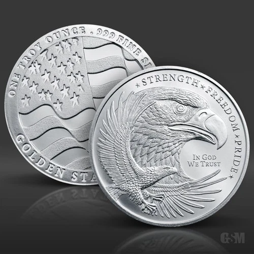 1 oz GSM Silver Eagle Round .999 fine Silver Bullion 1 Troy Ounce