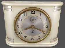 Réveil JAZ en Bakélite blanche vintage pendule à poser horloge