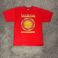 Vintage Premier Sportswear San Diego Sun Graphic T-Shirt Red Mens Large USA Made