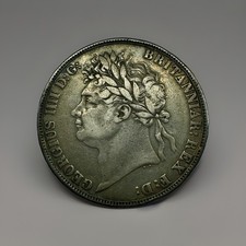 1821 Britain King George IV Silver Secundo Edge Crown Highly Collectible Grade