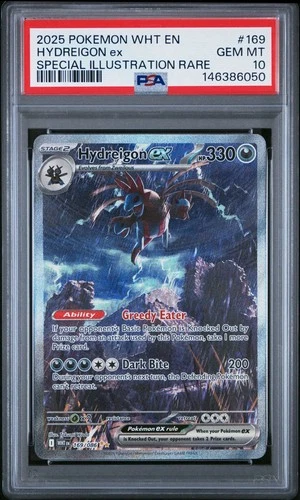 Pokemon TCG 2025 Hydreigon ex 169/086 Sv: White Flare SAR Holo PSA 10 EN
