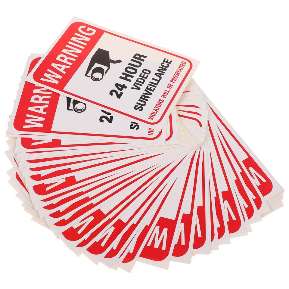 50 Sheets Security Camera Sticker Video Warning Sign Decals Indoor ...