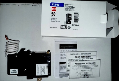 #ad Eaton Type CH Ground Fault 2 Pole 50 Amp Circuit Breaker CHN250GF $108.00